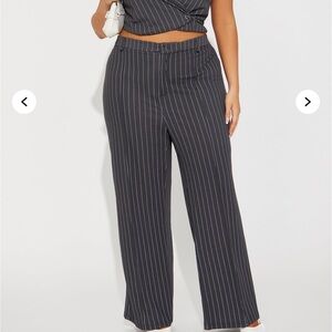 Fashion Nova Pinstripe Wide-Leg Pants - Business Casual - Size 3xl